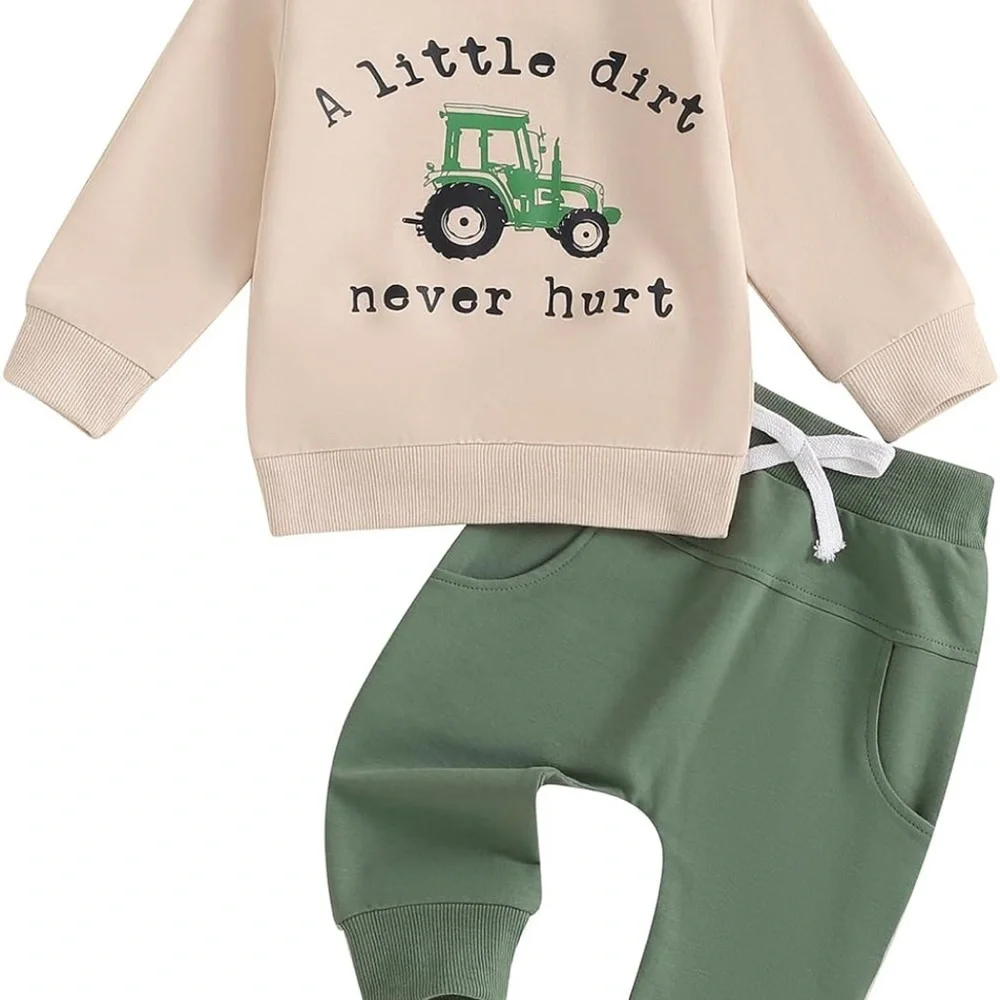 💛 NEW Toddler Tractor Sweat Set